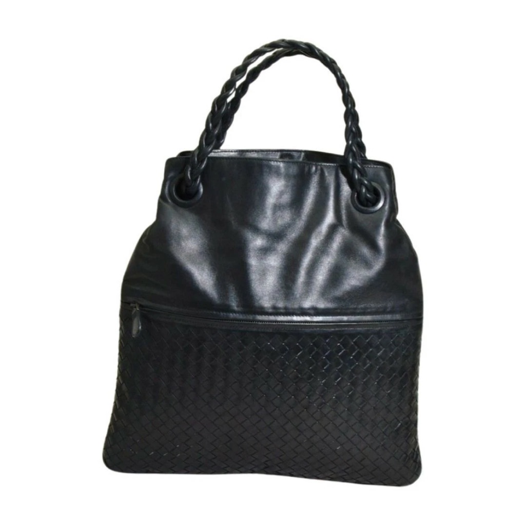 Bottega Veneta Black Woven Leather Tote